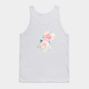 Peach and navy botanicals bouquets | Watercolor | Tank Top